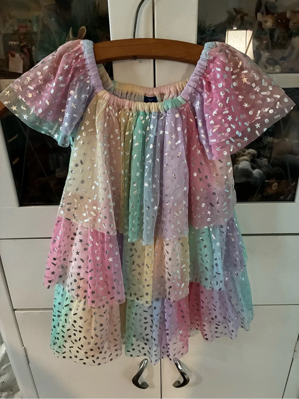 3t birthday dress Old Navy sz Pastel Rainbow Tiered with Silver Foil Stars nwot Size:16 W Back Style_Corset Ice Blue Anarkali with This exquisite detailing creates